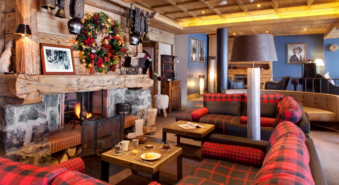 Fireplace at Hotel La Marmotte Les Gets
