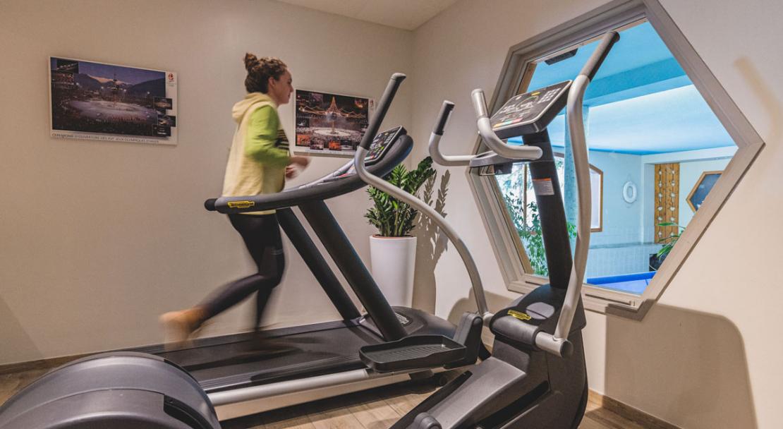 Gym exercise work out room treadmill Hotel Les Arolles Meribel Mottaret
