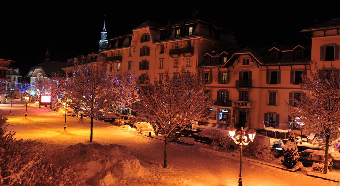 Saint Gervais town at night