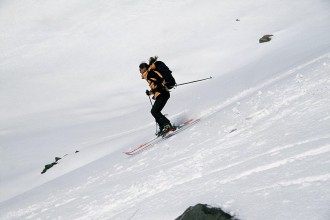 Laurence ski touring in Val Thorens