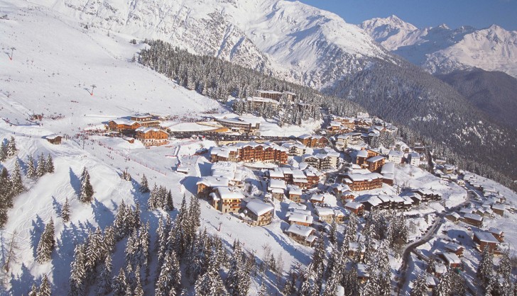 The scenic ski resort of La Rosiere from above.