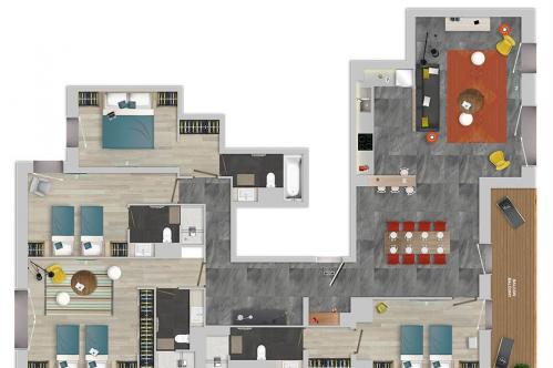 Chalets Izia 4 bed apartment floor plan; Copyright: Village Montana