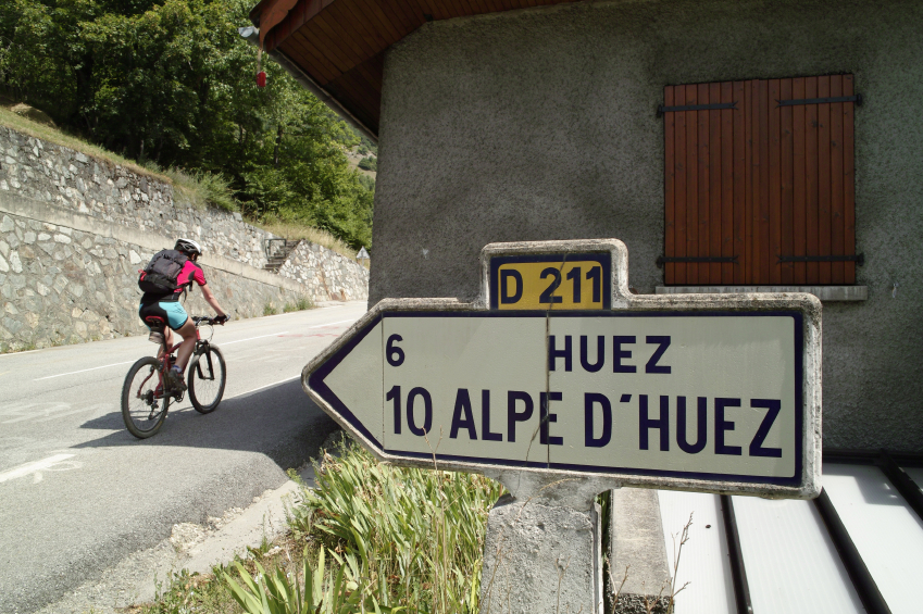 Alpe d'Huez road sign Tour de France