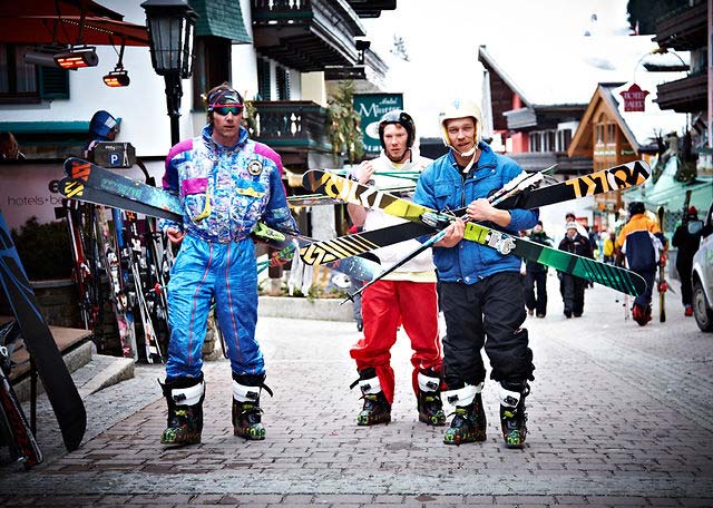 Skiers in Alpine Village