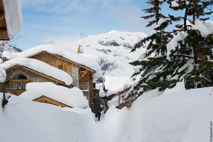 Snowy Val d'Isere Village 