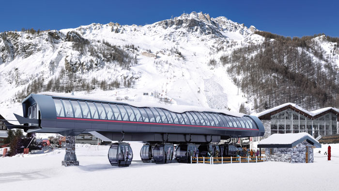 New 10 person gondola in the Solaise area in Val d'Isere