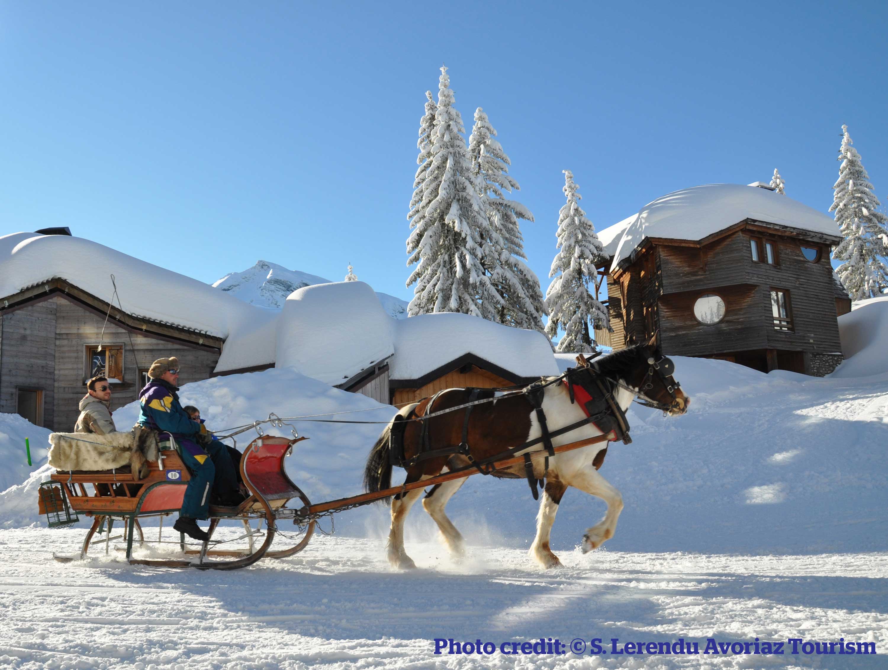 Horse drawn carriage taxi in Avoriaz