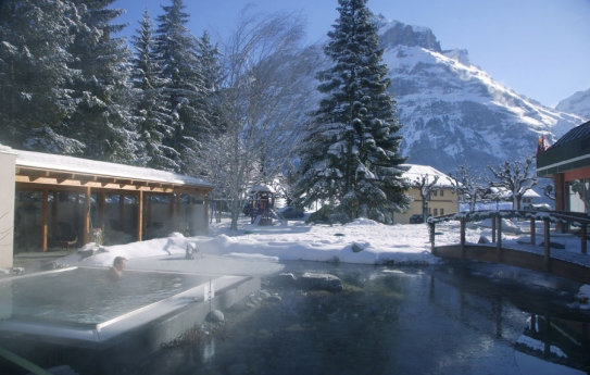 The outdoor Salt Jacuzzi in the Belvedere Swiss Q Hotel, Grindelwald, Switzerland
