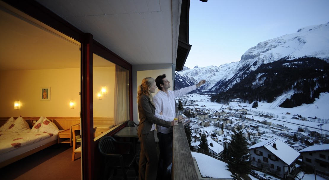 Enjoying the view from the Hotel Waldegg - Engelberg