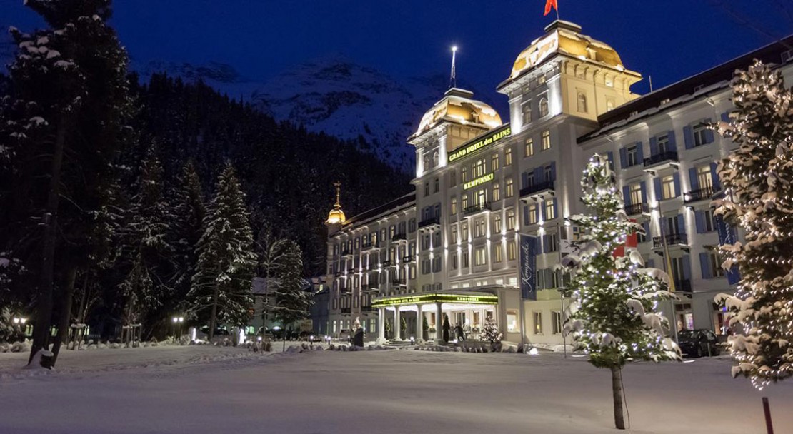 The Kempinski Grand Hotel des Bains in the snow - St Moritz - Switerzland