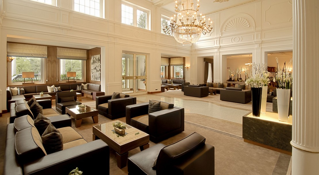 The Lobby Area at the Kempinski Grand Hotel des Bains, St Moritz