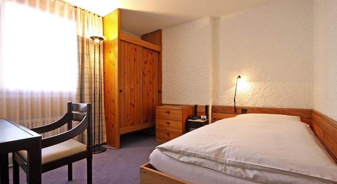 An example of a single room at the at the Hotel Hauser in St Moritz