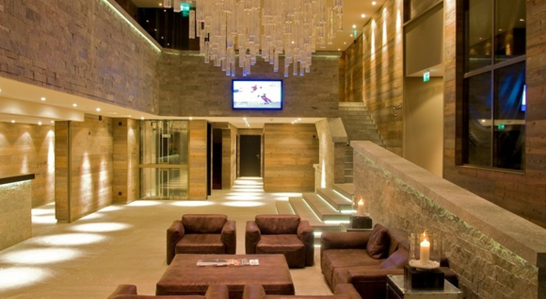 The beautiful lobby of the Grischa - DAS Hotel Davos, Switzerland 