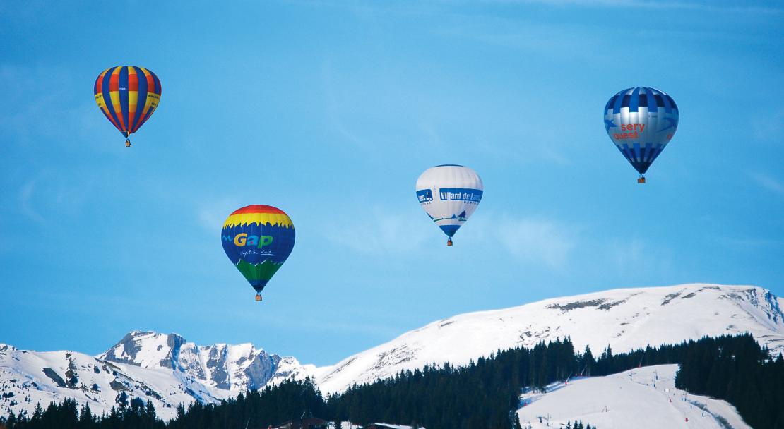 Hot air balloons above Megeve