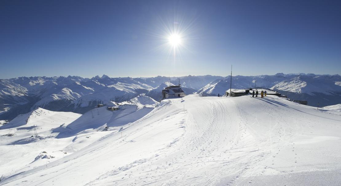 Groomed piste in Davos