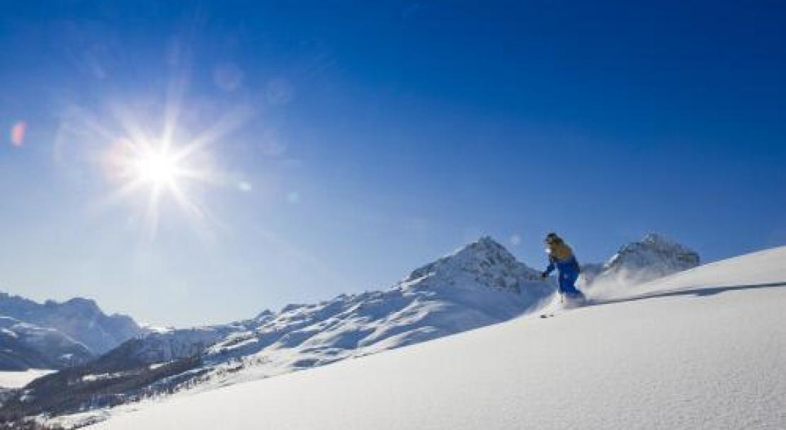 Bluebird skiing in St Moritz