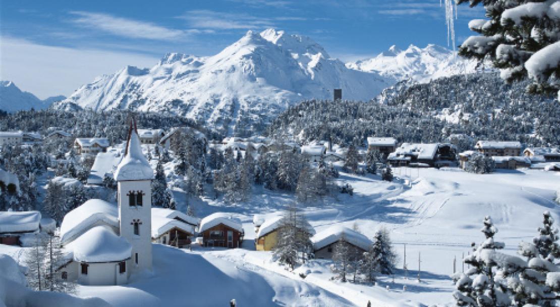 Snowy Village in St Moritz