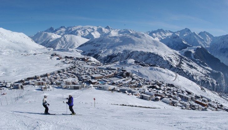 Views over Alpe d'Huez and the Grand Rousses ski area