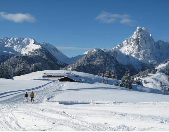 A cross country ski trail in Gstaad