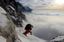 Rock drop above the clouds in Argentiere