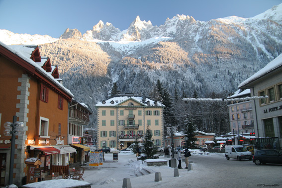 Mountains surrounding Chamonix village