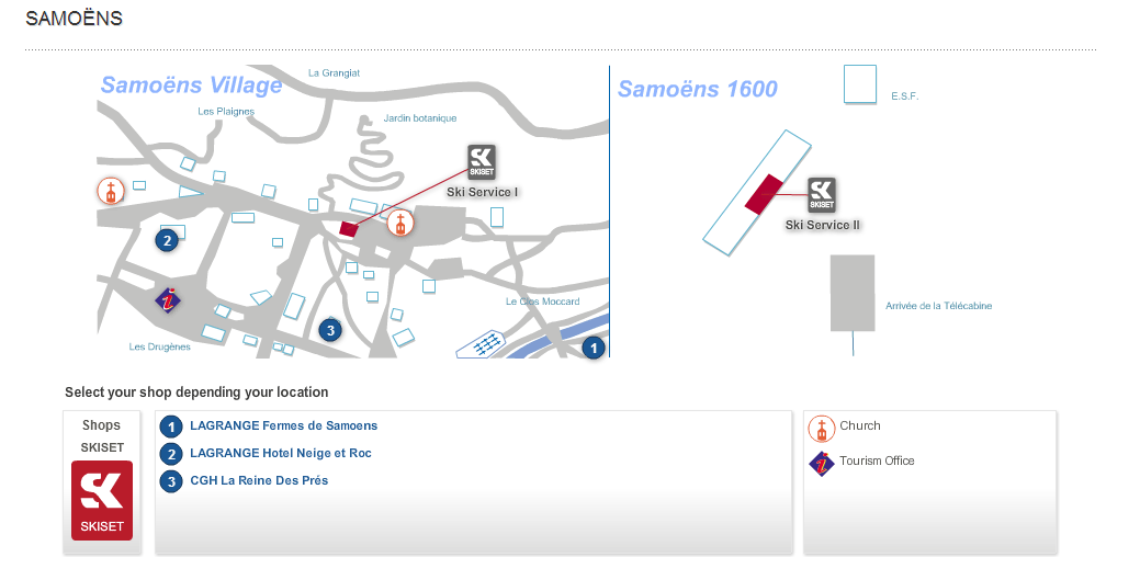 ski hire map Samoens