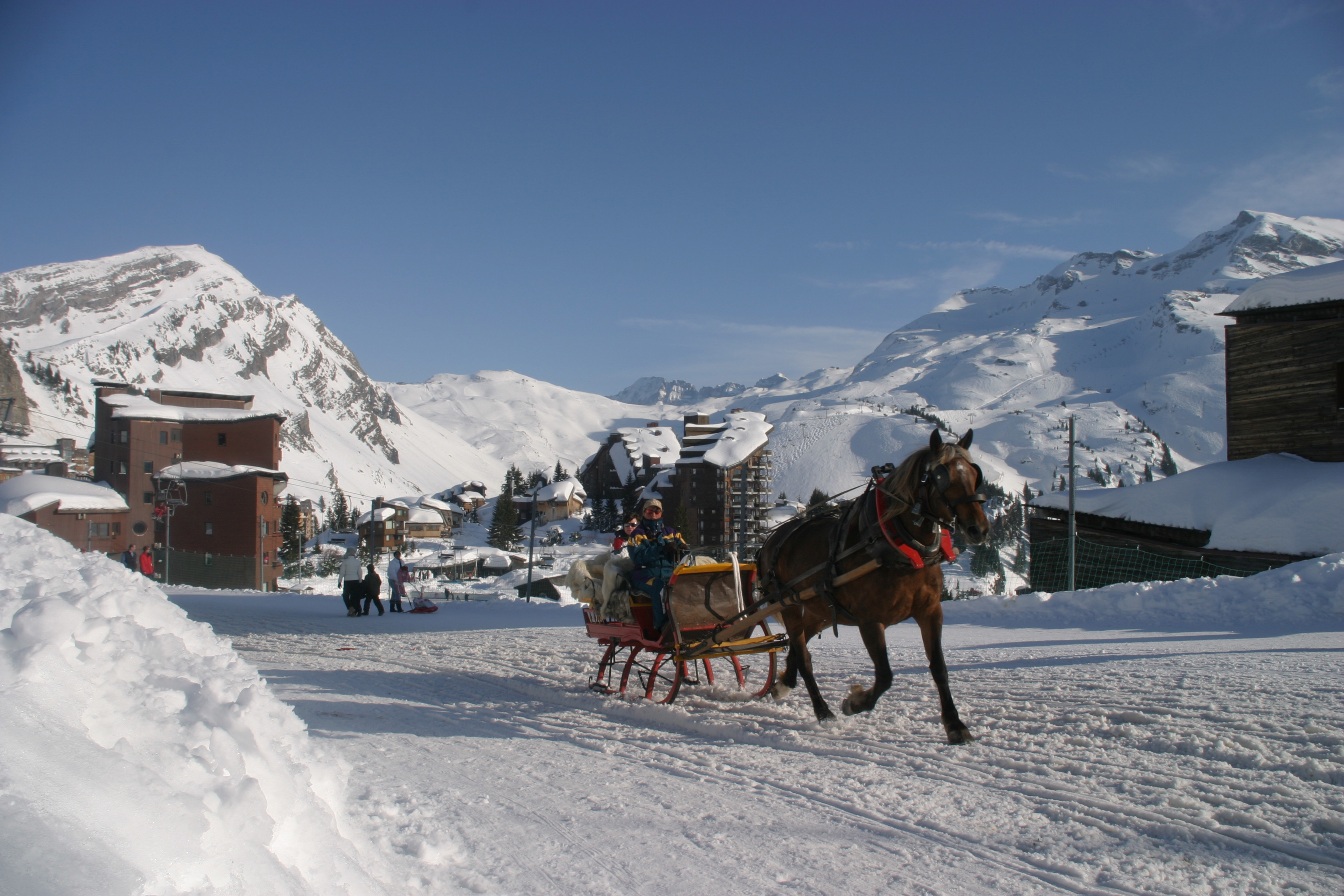 Avoriaz horse drawn sleigh taxi