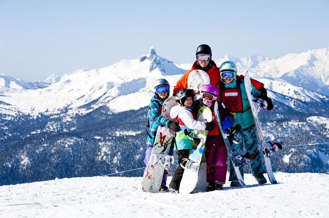 Family skiing in Whistler