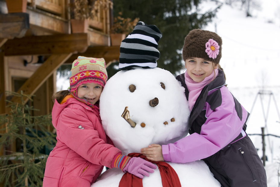 Kids and snowman